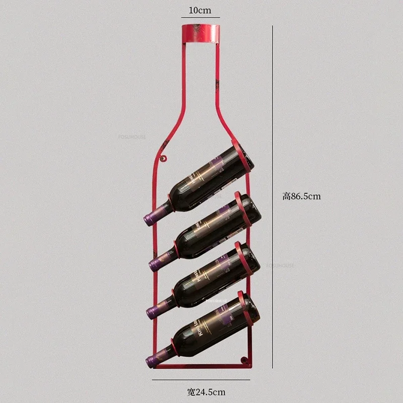 European Wall-mounted Wine Rack Home Creative Wine Cabinet Retro Bar Furniture Restaurant Bar Wrought Iron Wall Art Decorations