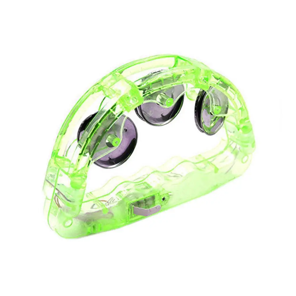 LED Tambourine Clear Light Up Sensory Toy Flashing Tambourine Musical Instrument Shaking Toy For Festivals Birthday Party