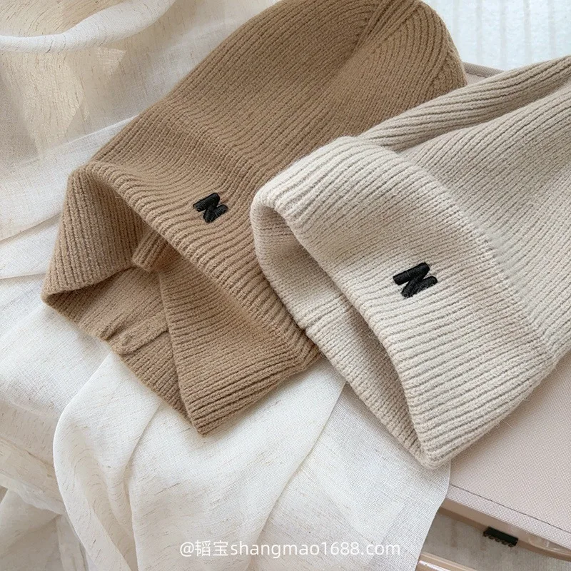 Korean Children's Autumn Winter New N-letter Knitted Hats for Boys Girls Simple Versatile Baby Foreign-style Wool Pullover Hat