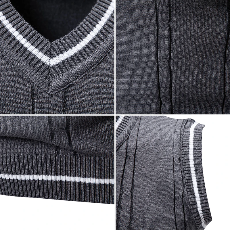 Men's New Sleeveless Sweater Fashion Embroidered V-neck Casual Lined Vest Men's Top 5