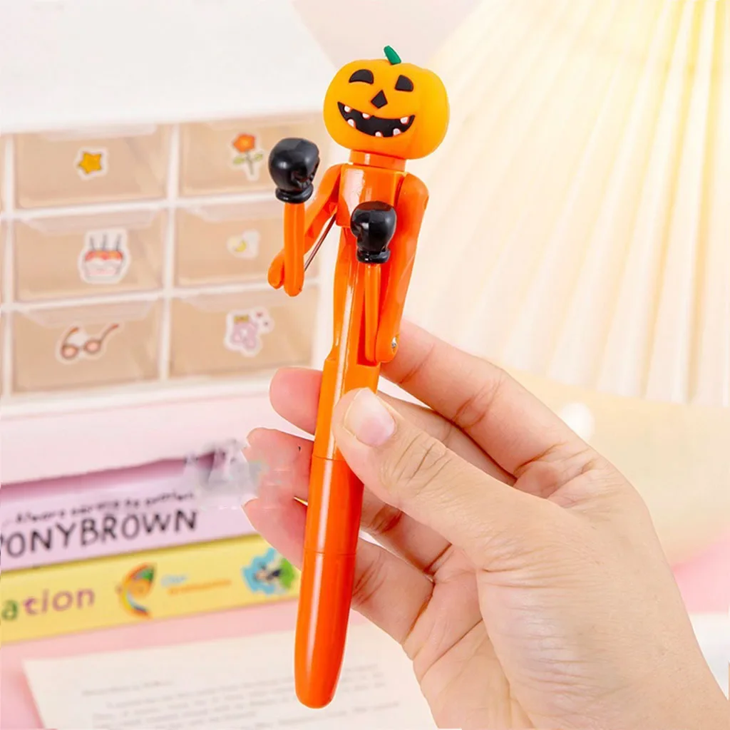 Creative Boxing Ballpoint Pen Funny Pumpkin Monster Santa Cluas Snowman Pen Trick or Treat Happy Halloween Decor Merry Christmas