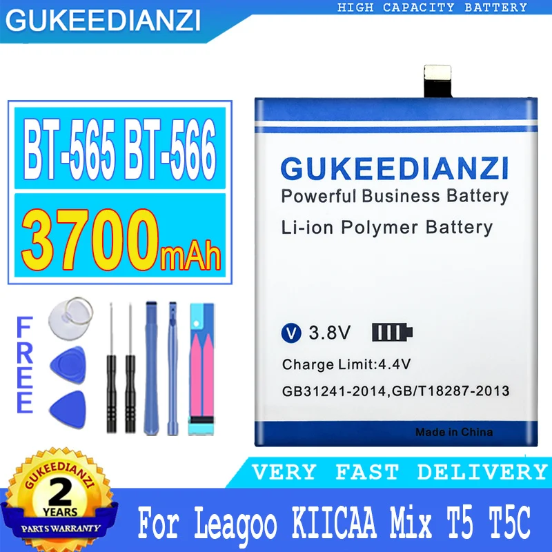 

Аккумулятор GUKEEDIANZI для Leagoo, аккумулятор большой мощности, BT-565, BT-566, Mix T5, T5C, 3700 мАч