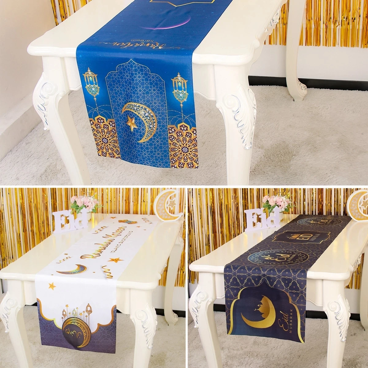 Ramadan Eid Mubarak Tablecloth PE Plastic Print Dinner Table Cloth