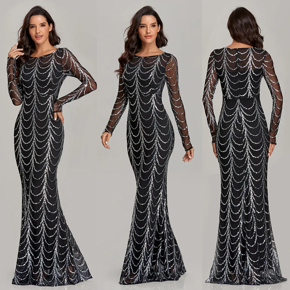 HJQ 028#Evening Dress Long Black 