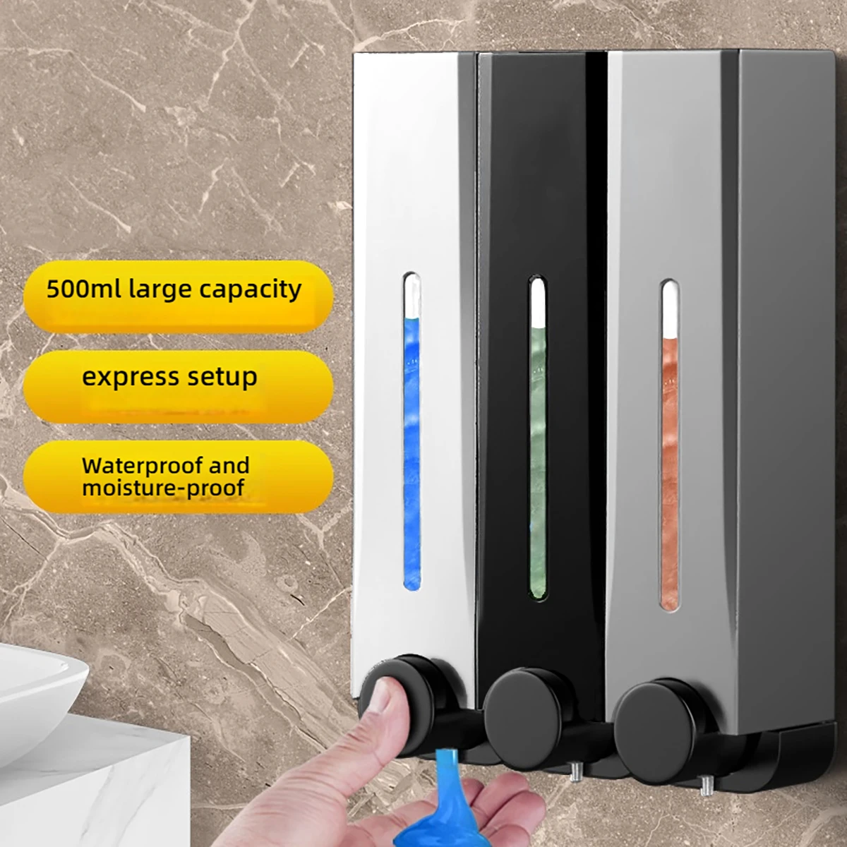 500ML soap dispenser wall mounted manual press soap box hand soap bottle large capacity shampoo shower gel bottle
