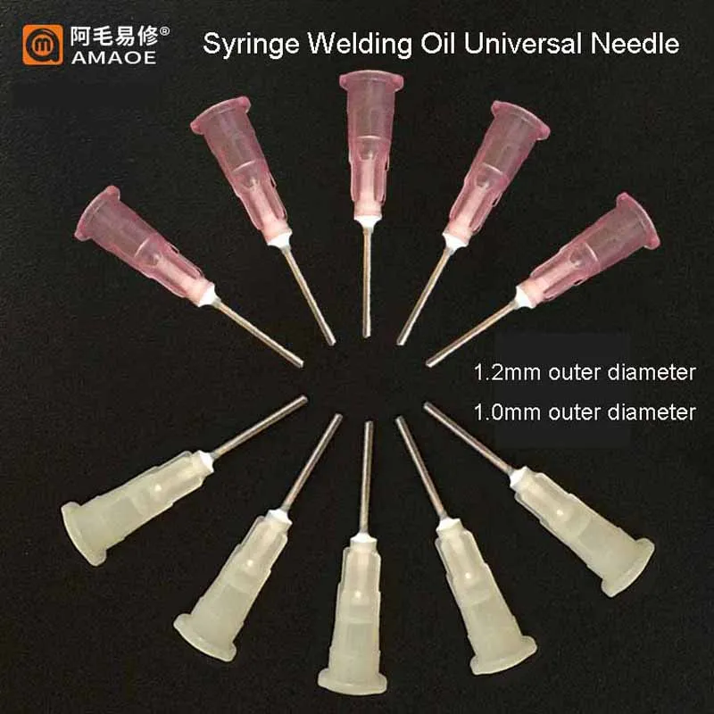 

Amaoe Dispensing Syringe Needles 1.0 MM 1.2 MM Outer Diameter For Solder Paste Flux Welding Mobile Repair Tools