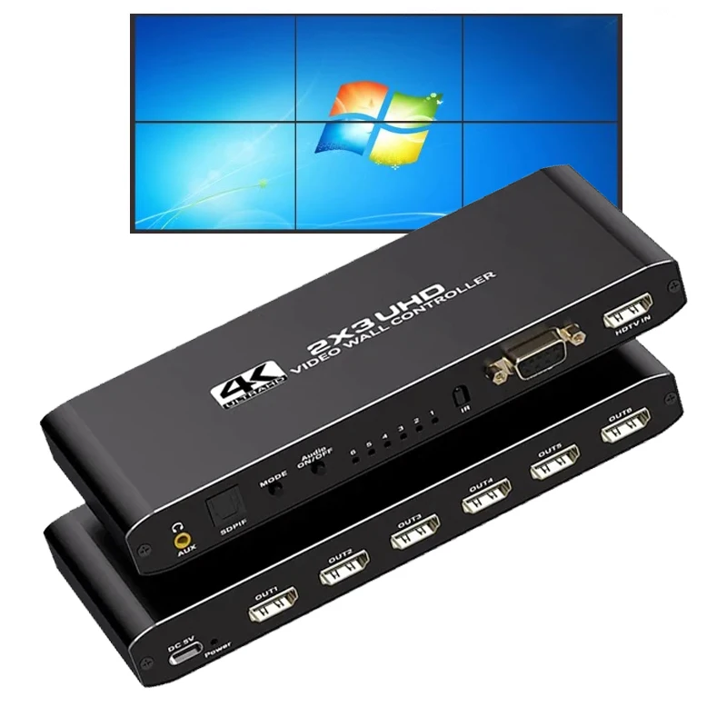 4K Video Wall Controller 2X3 Hdmi Tv Wall Processor 2X3 1X2 1X4 1X3 2X1 3X1 4X1 1080P 6 Schermo Video Stitching Processor Giuntatrice