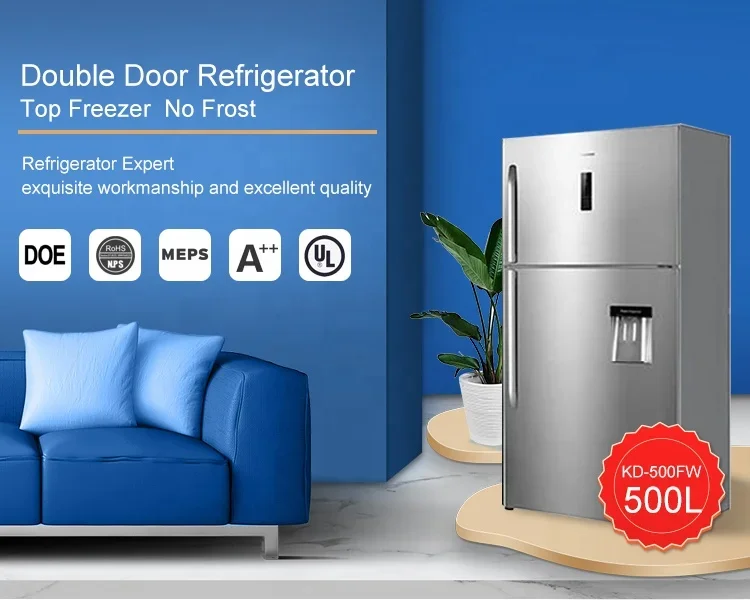 110V60HZ Frostfree Double Door 500L Refrigerator For Home Use