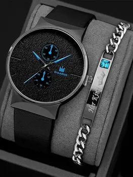 Часы наручные мужские кварцевые деловые, модные спортивные роскошные повседневные, 2 шт. в комплекте