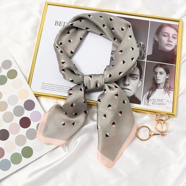 70x70cm Women Multifunction Polyester Silk Scarf Elegant Stripes Printed Casual Satin Small Square Wraps Scarves Shawl Girls