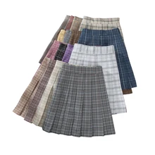

2022 Summer Women Skirt Blue Plaid High-Waisted Y2k Korean Fashion Short Pleated Skirt Casual Slim Student A-Line Mini Skirts