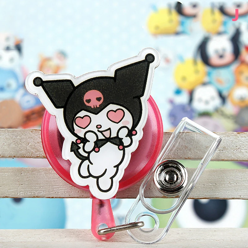 Sanrio Cartoon Retractable Nurse Badge Reel Anime Figure ID Card Holder  Transparent Silicone Name Work Card Clip - AliExpress