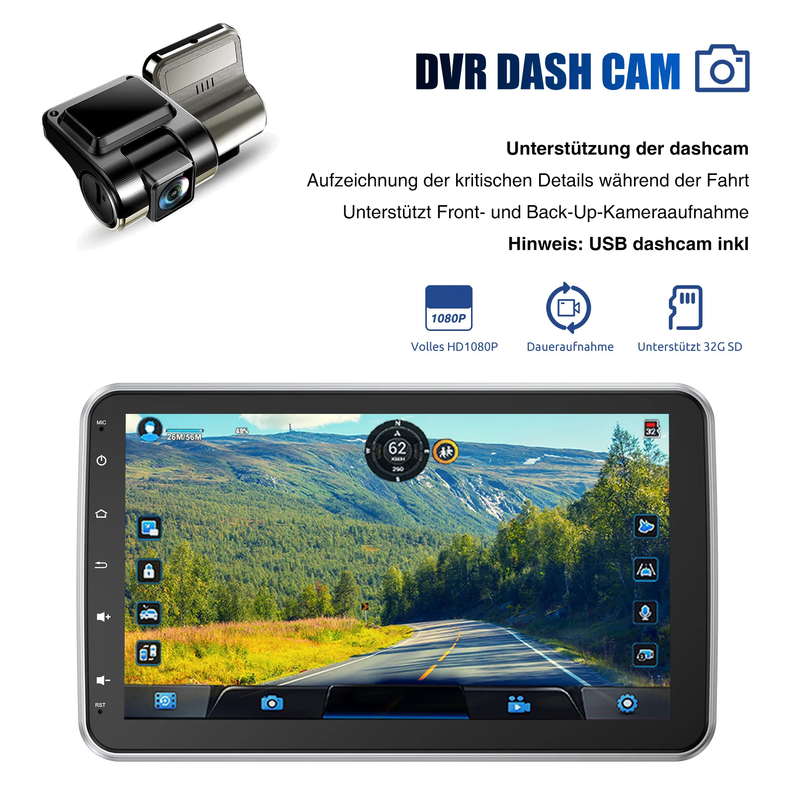 ESSSGOO 6 + 128G Android 14 GPS Navi 360 Rotierenden Bildschirm Universal Auto Stereo Radio 8 Core Carplay Android Auto 4G WiFi DSP BT AM – Detail 10