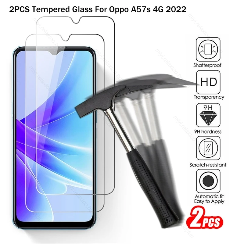 

2PCS Tempered Glass Full Cover For Oppo A57s 4G Protective Glass Orro Appo A 57 s 57s 4G A57 5G 2022 6.56" Screen Protector Film