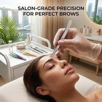 Pincettes à cils courbées et droites professionnelles, 3 pièces, en acier inoxydable 45 °   Outil de greffage pour extensions de cils et de sourcils 2
