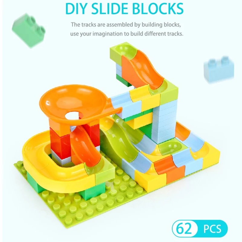 

Marble Racing Run Maze Ball, большие размеры, строительные блоки, сделай сам, сборочные кирпичи, совместимые с Duplos, детские развивающие игрушки для детей