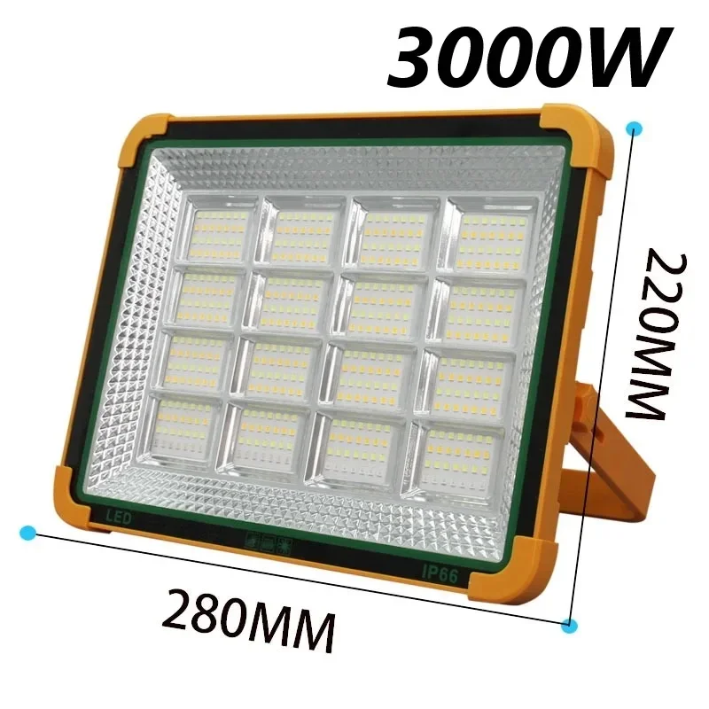 

3000W 20000LM 12000MAH Rechargeable Solar Flood Light Outdoor Portable LED Reflector Spotlight Rechargeable Projector Floodlight