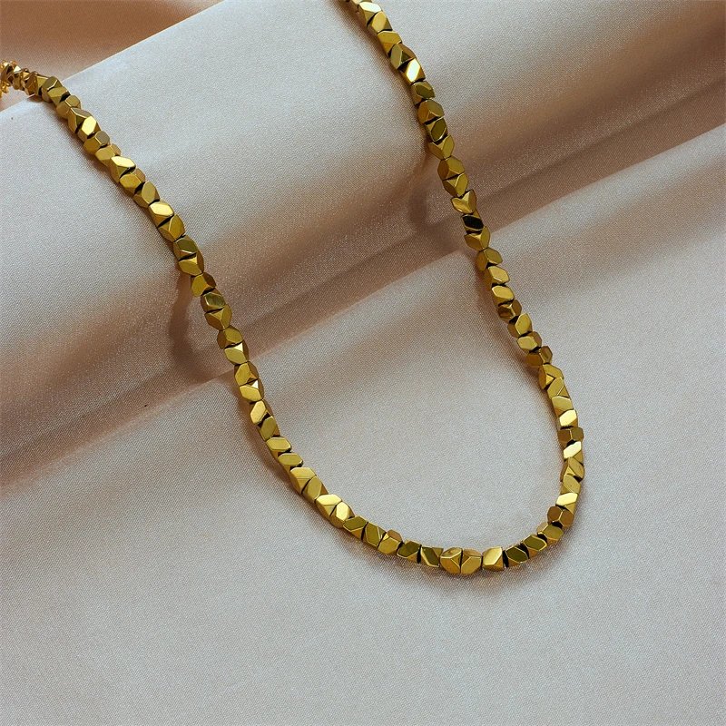 Stainless Steel Gold Color Geometric Overlay Necklace For Women Girls - Image 3