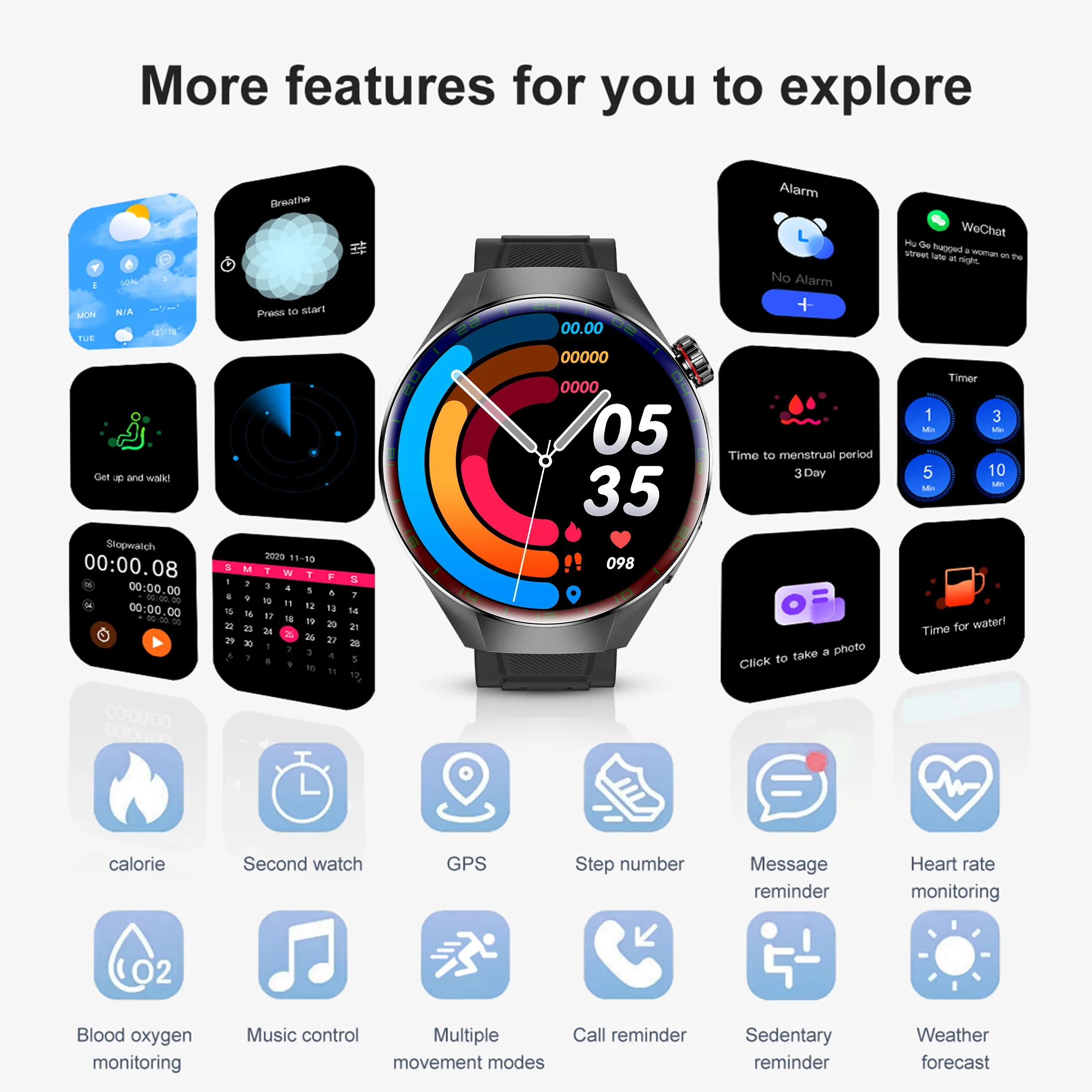 2025 nieuwe heren GPS Outdoor Fitness Smart Horloge 1.75-inch AMOLED Scherm Hartslagmeter Bluetooth Oproep IP68 Waterdicht - Afbeelding 6