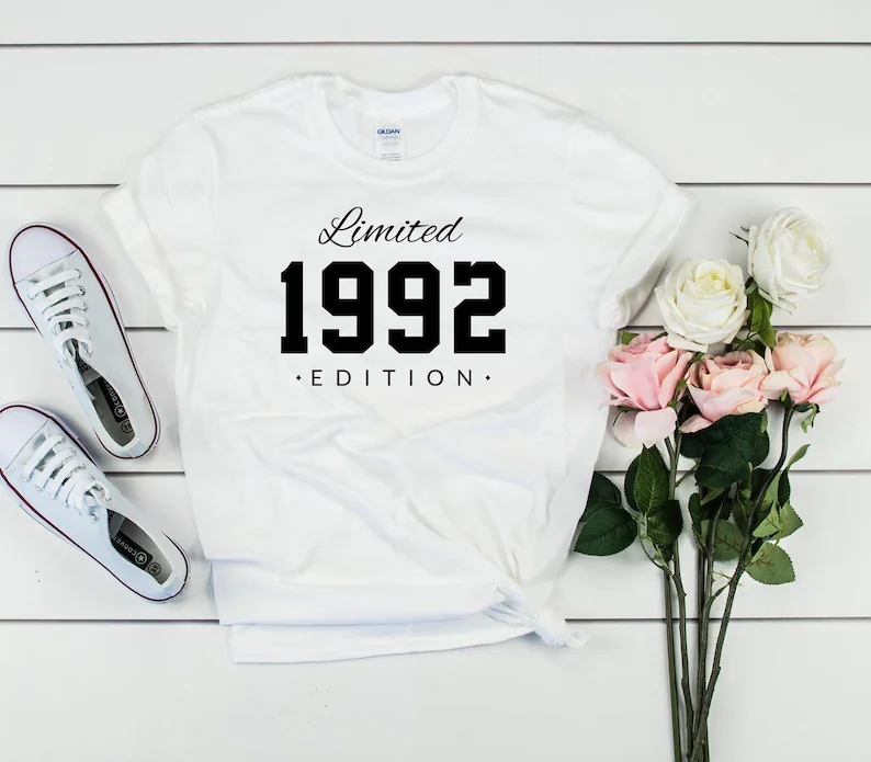 30th birthday Vintage Shirts 1992 limited edition t-shirt gift for her and him 30th party shirt rose gold Casual Graphic Tees vintage tees Tees