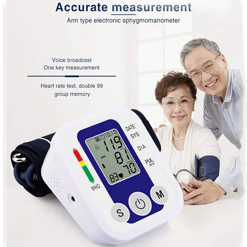 Automatic Tonometer Arm Blood Pressure Monitor Pressure Sensor Monitor BP Equipment Digital Tensiometer LED Display Arm Cuff 6