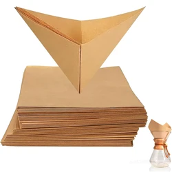 Unbleached Disposable Square Pour Over Coffee Filters, Pre - Folded Paper, 50/100 Count (100Pcs)