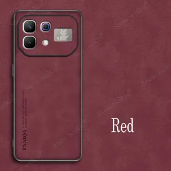 Luxurious Sheepskin Leather Shockproof Silicone Phone Case Cover for Infinix Note 60 Pro (Red)
