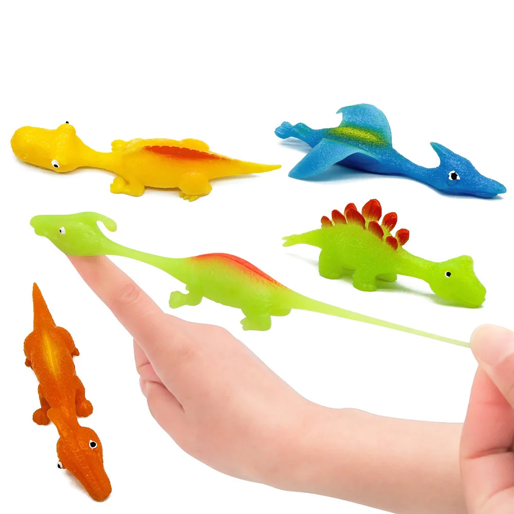

10Pcs Pressure Reduction Fun Creative Gifts Dinosaur Catapult Toy Simulated Animal Kids Slingshot Flying Dinosaur Toys
