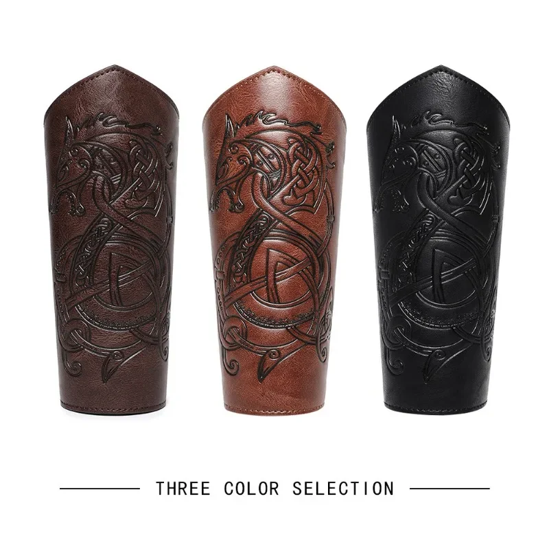 Wrist Guard Cosplay Wrist Cuffs Cosplay Gloves PU Leather Medieval Wrist Guards