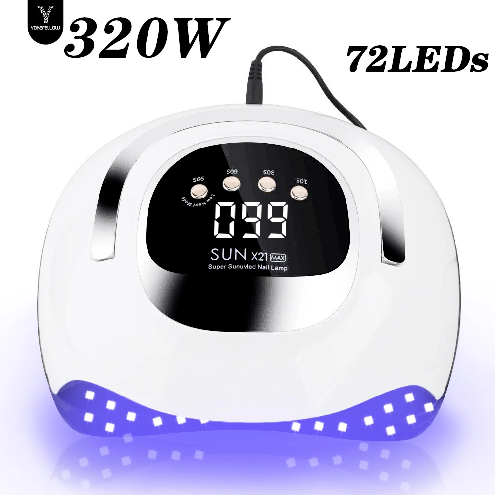 Nail Lamp 320W LED UV Light Dryer for Nails Gel Polish 72 LEDs 4 Timer Setting LCD Display Screen Auto Sensor Professional