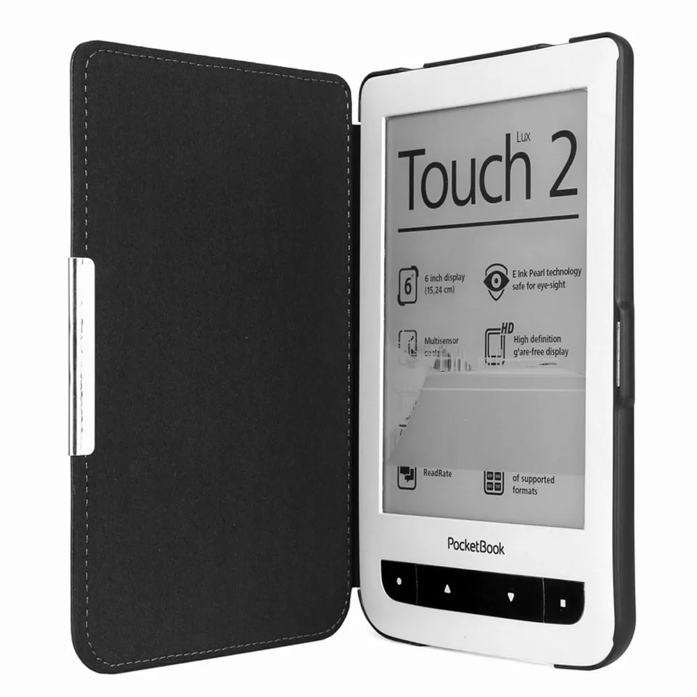 Estojo de Couro Leve para Pocketbook Toque Básico Lux Ebook Reader Capa e Bolso 614 615 624 625 626 Mais Case da Aleta - Imagem 2