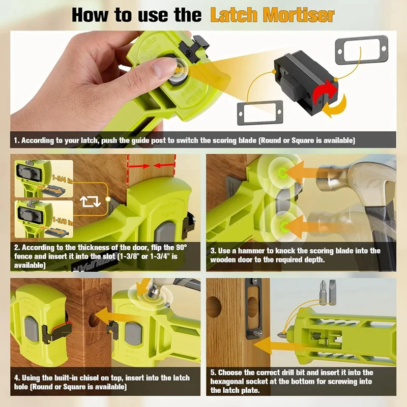 A52I-Door Hinge & Door Latch Installation Kit, Door Hinge Mortiser Template, Latch For Accurate Chiseling And Scoring