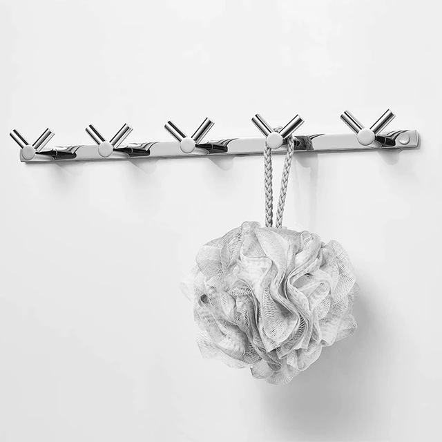 16In Hotel Fürdőszoba Törülközőhorog Rozsdamentes Acél Kabáthorog Falra Szerelt Fogas 5 V Alakú Dupla Horgos Törülközőtartó Szervező - Image 5
