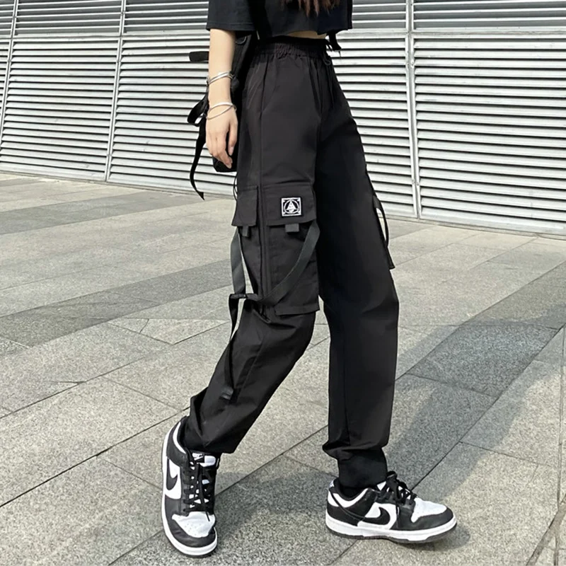 leggings Casual Elastic Waist Sweatpants Streetwear Black Trousers Korean Summer Hip Hop Harajuku Baggy Womens Pants work pants