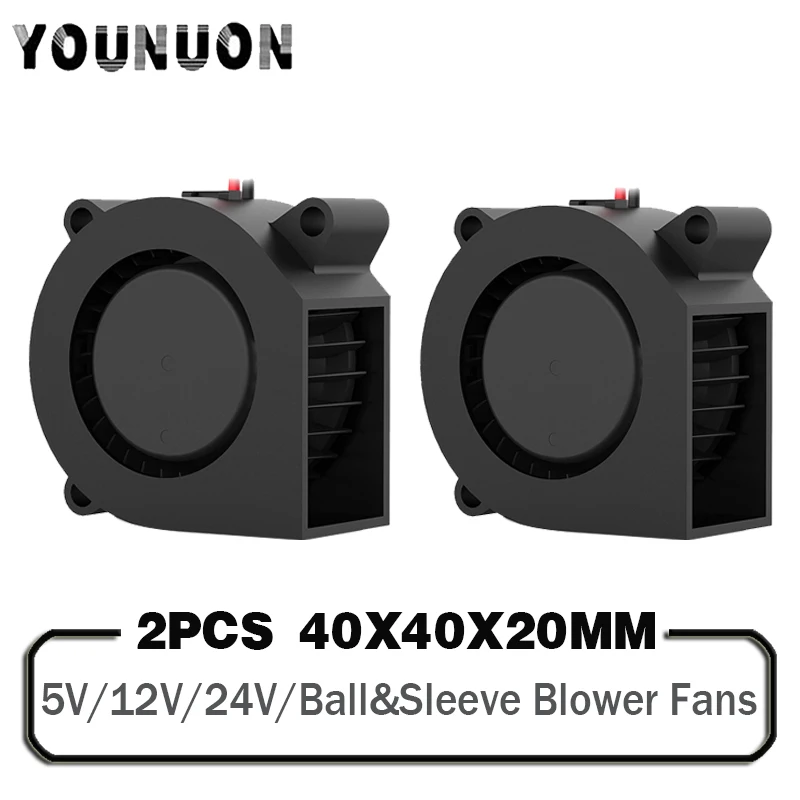 2Pcs 3D 프린터 팬 40mm 4020 터보 송풍기 24V 12V 5V 더블 볼 슬리브 냉각 팬 40x40x20mm 3D 프린터 쿨러 