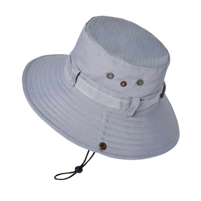 

New Belt Designer Men Flat Top Sun Visors Summer 8CM Brim Bucket Hat Outdoor Hiking Fishing Hat Daily Foldable Sunscreen Caps