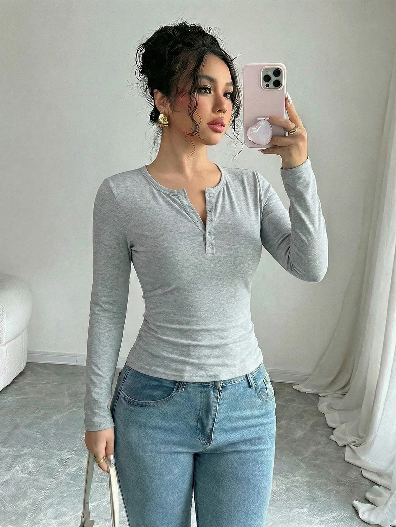Womens Long Sleeve T Shirts Fall Fashion 2026 Basic Crop Tops Going Out Outfits Y2k Clothes
