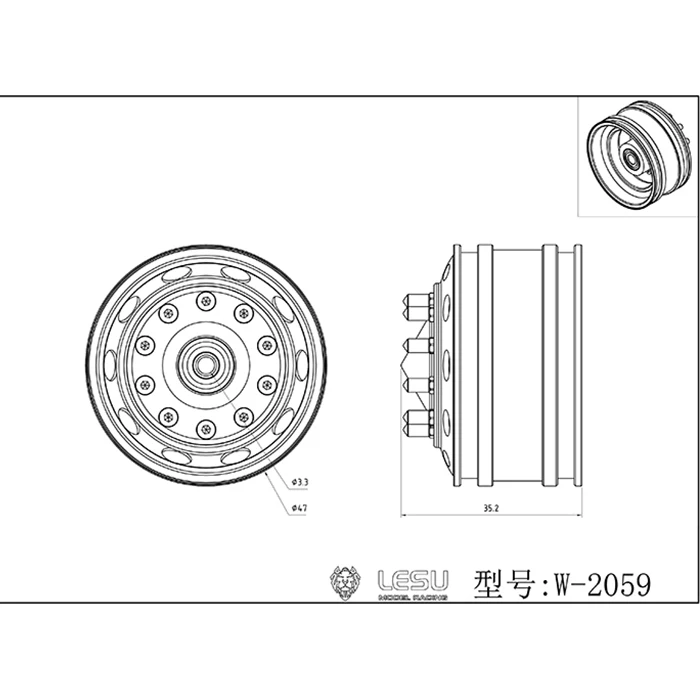 LESU Teile Lager Bremse Metall Vorderradnabe Für 1/14 Tamiyaya RC Lkw Auto Modell Outdoor Spielzeug TH20215 – Detail 7