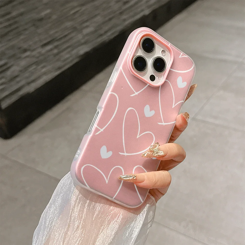 Elegant Heart Bow Candy Shell Phone Case - 2-in-1 Protection