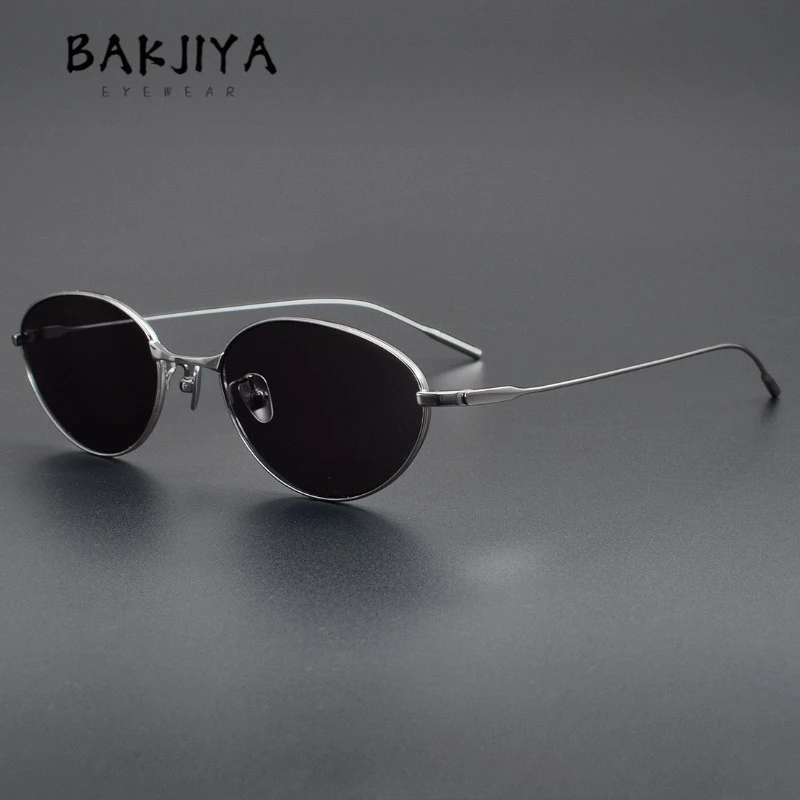 Reines Titan Retro Oval Schmaler Rahmen Sonnenschutz Sonnenbrille Frauen 2025, Neue Luxus Sonnenschirm Anti-UV Freizeit Reise Sonnenbrille Männer