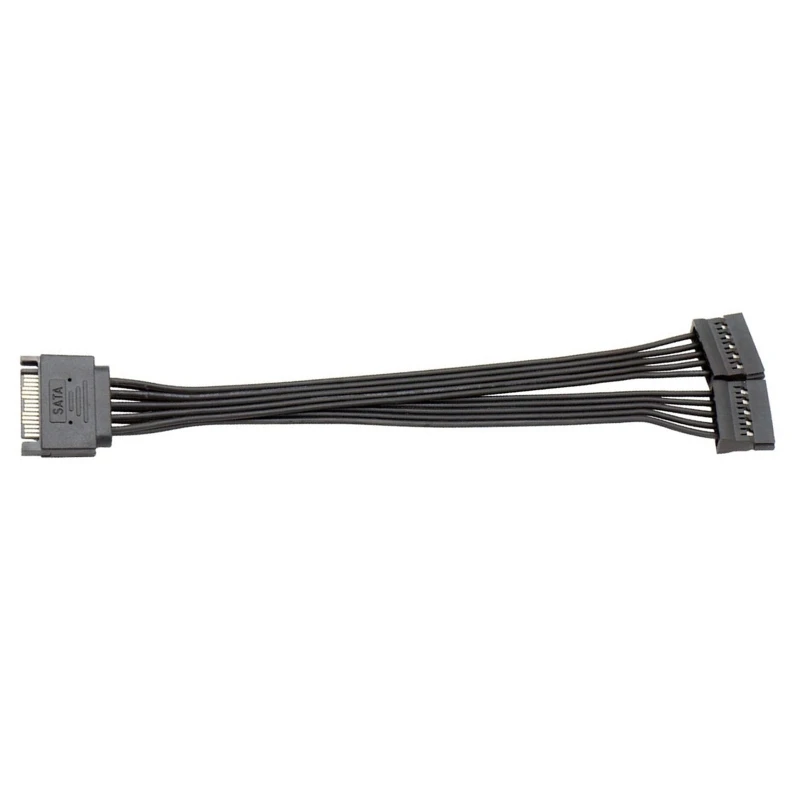 Q1JF Sata 15-Pin Power Adapter Line Sata 15 Pin Male to 2 x Female Power Extension Cable Sata Connector 90 degree up angled sata iii sata 7 15 22 pin sata male to female data power extension cable 30cm