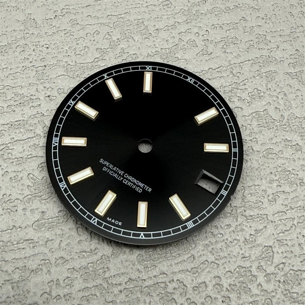 삼각대 HILEGU HL00200647 NH35 Dail 28.5mm 녹색 야광 날짜 시계 문자판 삼각대용 수정 액세서리
