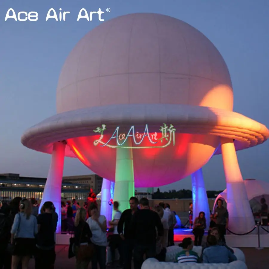 Custom Inflatable White UFO Model With Colorful LED Light For Assembly/Promotion/Museum Decoration Made By Ace Air Art |