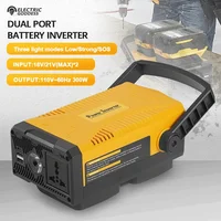 300W Portable Battery Inverter Dual Port Input With USB And Type-C Port Three Light Source Modes For Dewalt 18/21V Battery 1