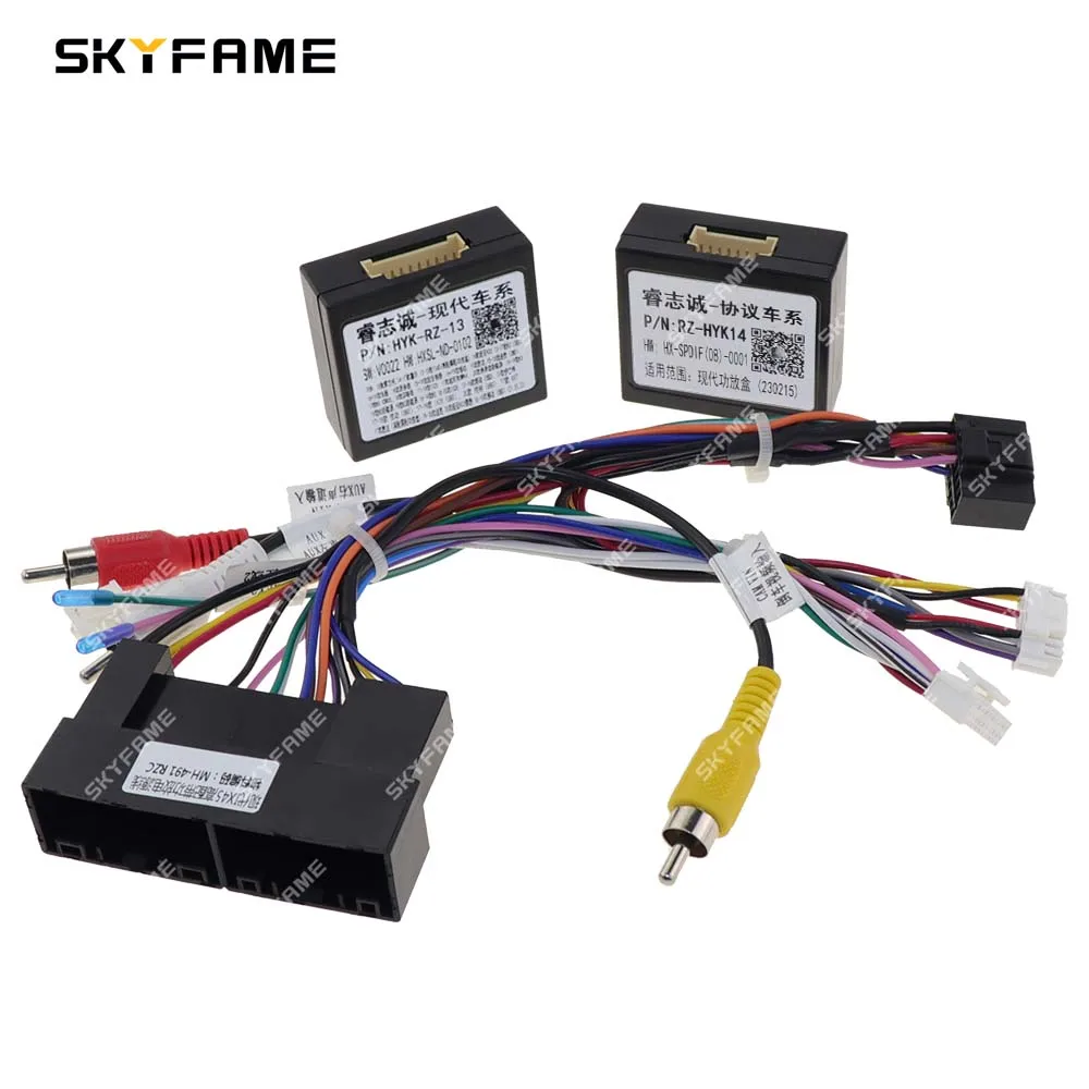 Car Wire Cable Adapter SKYFAME Car Wiring Harness Adapter Canbus Box Decoder Android Radio Power Cable For HyundaI Ix45 Santafe