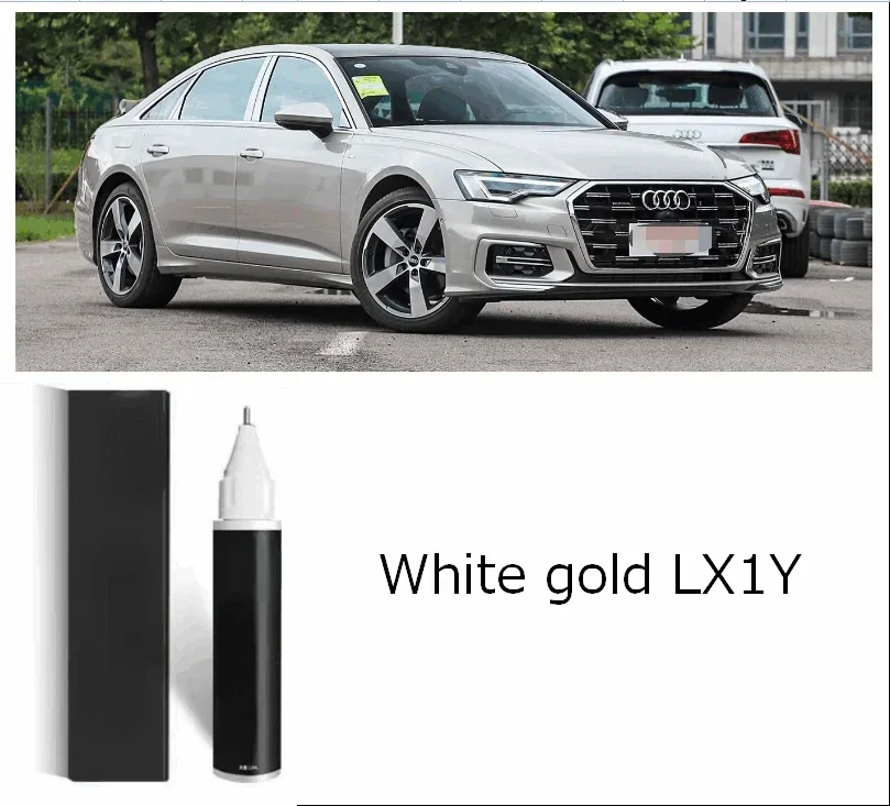 TRISTARcolor Peinture Voiture Kit Crayon De Retouche Peinture Pour Audi G9D Weiss Perl/Weiss Perlmutt Peinture De Fond Peinture De Base Vernis Clair 50 Ml Chacun