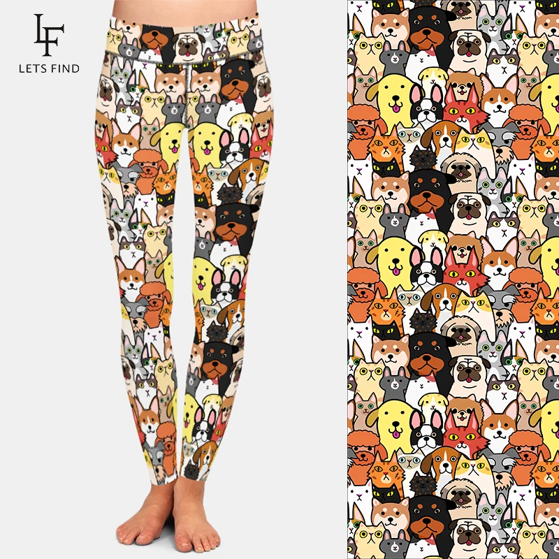 LETSFIND Hot Sale Cute Animals Cartoon Dogs Digital Printing Women Leggings High Waist  Soft Fitness Leggings