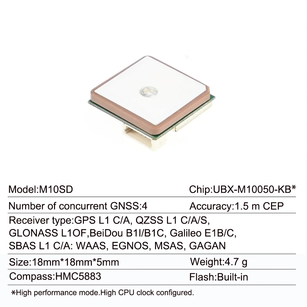 QUESCAN 18*18mm 10Hz FPV M10 GPS GNSS 모듈 (컴퍼스 5883 포함) AP BF INAV GPS Galileo GLONASS BeiDou 모듈 GNSS 수신기용