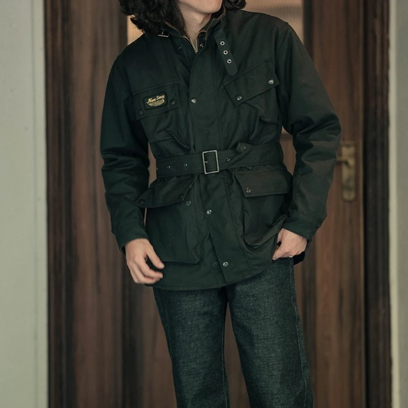 

Wax Safari Jacket for Men, Waterproof, Vintage, Heavy Duty, Windbreaker, Retro Clothing, Casual Wear, Collar, Fold on Jacket
