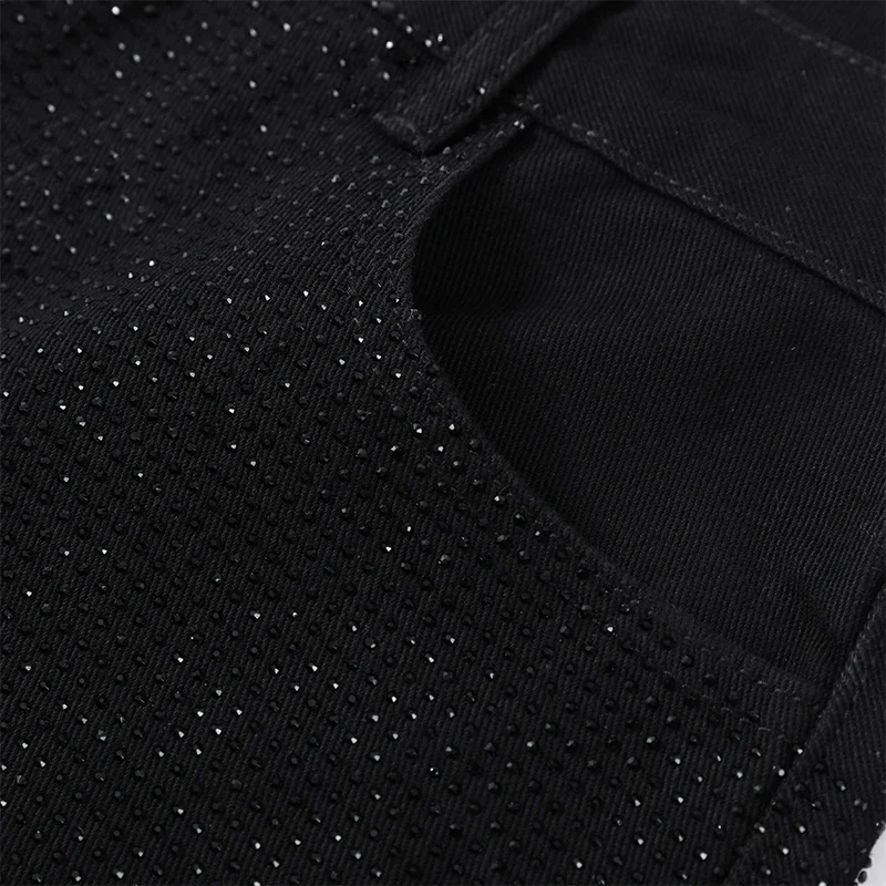 Modische Pailletten-Hose für Damen mit Reißverschlüssen, Knöpfen und Taschen, Weites Bein, Herbst-Winter 2026, Schicke Streetwear für Damen – Detail 4